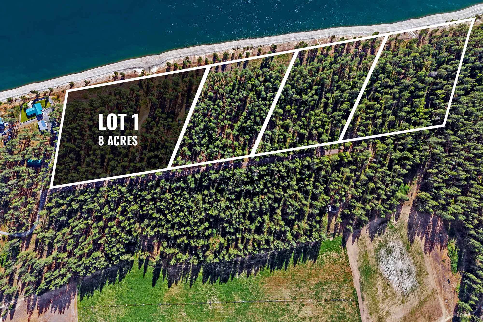 Aerial view of Lot 1 at Base Camp A.J. with Columbia River views